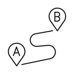 Logistics route map linear icon vector illustration symbol isolated white background distance path point location destination tracking navigation direction outline