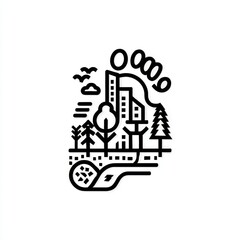 Obraz premium carbon footprint pictogram black and white