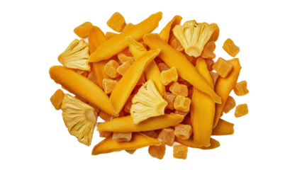 Dried Carrots and Preserved Cherries Fruit Medley With Wrinkled Texture and Bumpy Sugar Coating in Mixed Arrangementon W.png