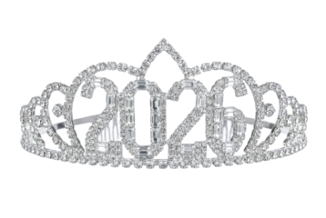Elegant diamond tiara with year 2026 centerpiece