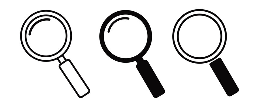 Minimalist magnifying glass icons for search and zoom functions in a digital interface.