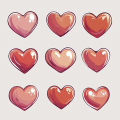 Set of vector cards for Valentine's day. Watercolor hearts drawn by a brush. Simple, minimalistic, holiday cards. Vector illustration