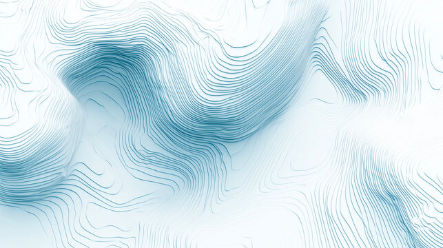 白と青の等高線が重なり合うモダンな地形図風の抽象素材