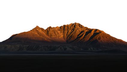 The mountain range bathed in golden light during sunset