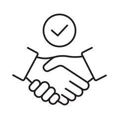 Business handshake deal linear icon vector illustration symbol isolated white background agreement partnership trust contract shake meeting sign outline design