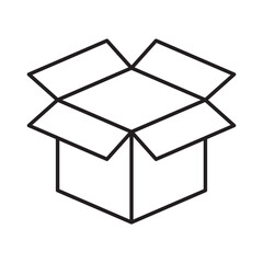 Open cardboard box linear icon vector illustration symbol isolated white background empty package unpack carton storage container shipping delivery outline