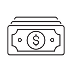 Stack of money bills linear icon vector illustration symbol isolated white background cash finance wealth currency payment bank rich capital profit outline