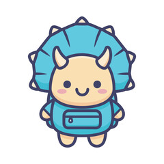 Cute Cartoon Triceratops Character Illustration