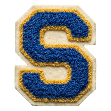 Blue and gold chenille letter S varsity patch