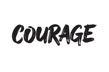 Courage word written in bold black brushstroke vector illustration on transparent background