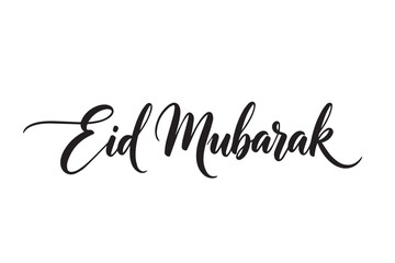 Eid mubarak greeting card or poster with elegant calligraphy vector illustration on transparent background