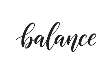 Black cursive balance text vector illustration on transparent background