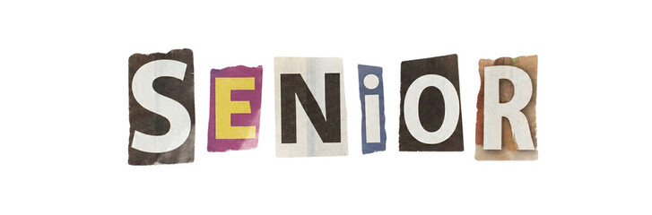 Ransom note style senior text from magazine clippings