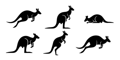 A collection of kangaroos in various poses presented as a striking silhouette © Rifat Hasan