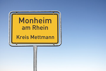 Monheim am Rhein, Kreis Mettmann, Ortstafel, (Symbolbild)