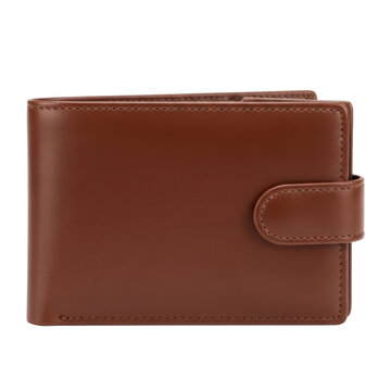 Brown leather wallet isolated on transparent background