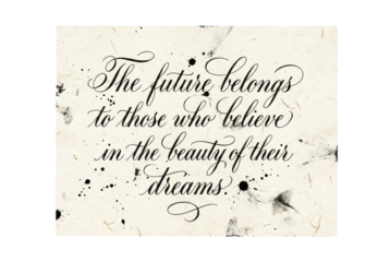 Inspirational calligraphy quote on handmade paper background