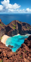 Hawaii, beach, cove, cliffs, ocean, turquoise, water, tropical, secluded, nature, landscape, scenic, coastline, island, geology, bay, landscape, cove