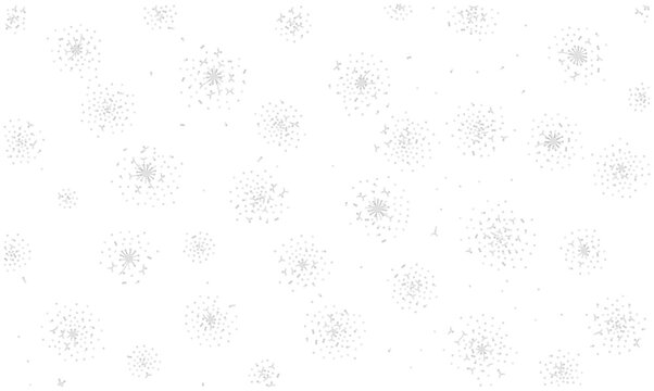 Abstract gray dandelion seeds flying on white background vector illustration. Biological cell or molecule structure texture. Botanical blowball fluff pattern design.