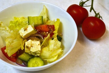 Feta Cheese on Salad-Healthy Food