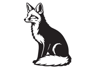 Obraz premium Kit Fox in silhouette white background.