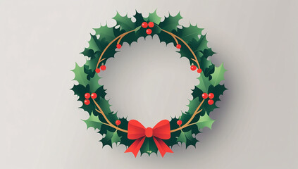 christmas greeting card with christmas wreath flat style