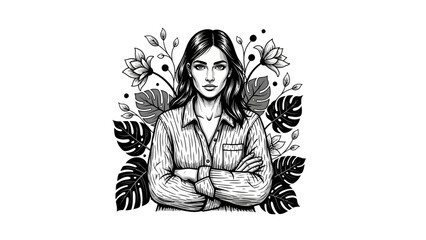  Vector design of flower woman logo, symbol, sign, editable EPS 10.

