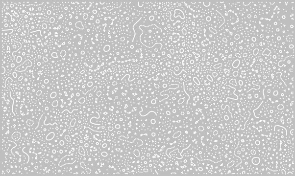 Abstract chaotic gray dot pattern vector illustration on white background. Random scattered stipple texture design suitable for organic overlays, grainy wallpapers, and subtle scientific backdrops.