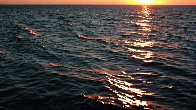 The afterglow of the sunset on the sea is sparkling