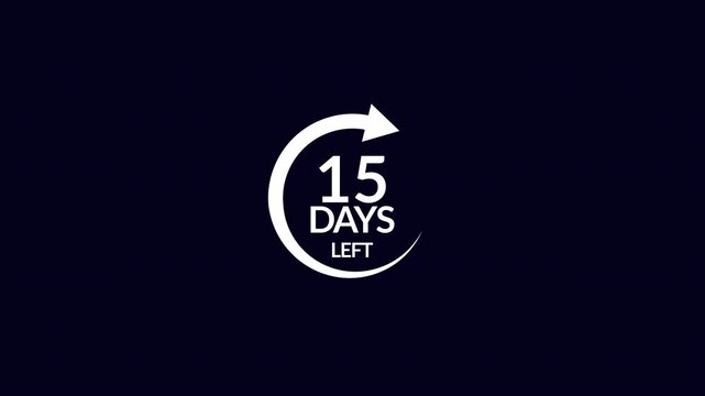  15 days countdown circle arrow animations speed time limit dead lines concept motion graphic in transparent background in 4K animation