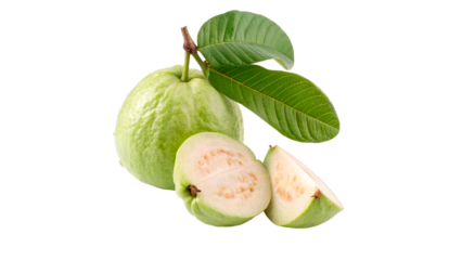 Fresh guava fruit on transparent background.
