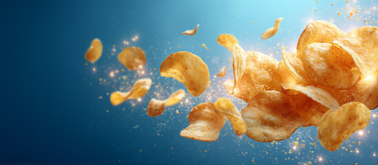 potato chips with blue background