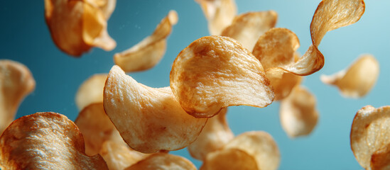 potato chips with blue background