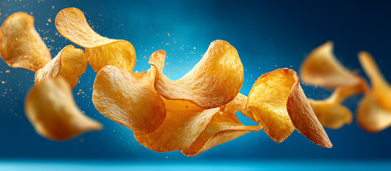 potato chips with blue background