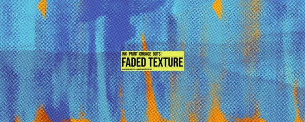 Fototapeten Farbiges Glas Blue orange riso graph texture print background template with text. Underwater motif background with halftone screen overlay. Editable halftone risograph texture. Printmaking banner design.  © Anastasiia Hevko