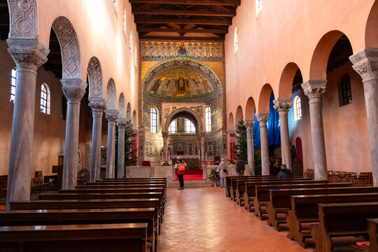 Euphrasian Basilica in Poreč, Croatia, decorated Christmas tree
