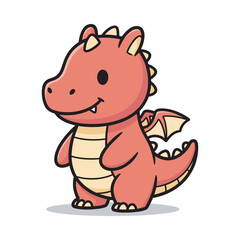 Obraz premium Cute Cartoon Red Dragon Illustration