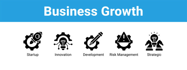 Business Growth web banner icon vector illustration concept ,  with icon of Startup, Innovation, Development, Risk.