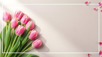 Happy mother's day bouquet of pink tulips for mom