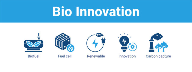Bio Innovation web banner icon vector illustration concept ,  with icon of Biofuel, Fuel cell, Renewable, Innovation.