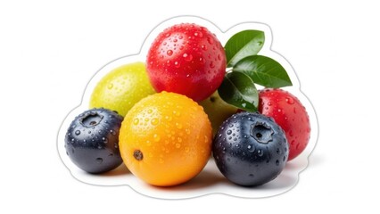 Fresh Botanical Sticker Vibrant Exotic Fruit Cluster with Droplets