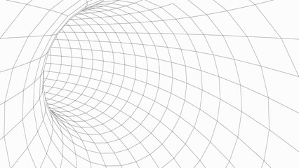 Obraz premium Abstract 3D tunnel. Vector wormhole. Path from grid.