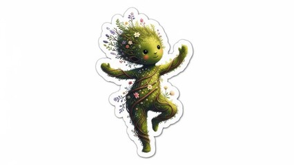 Lush Botanical Elements Whimsical Forest Spirit Decal Sticker Art