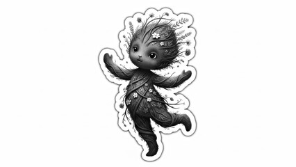 Whimsical Forest Spirit Sticker Design Lush Botanical Elements