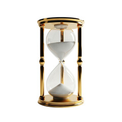 Golden hourglass isolated on transparent background
