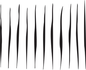 Multiple Abstract Black Shapes Arranged Horizontally Against White Background