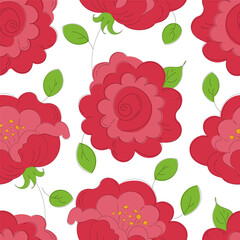 Vector seamless pattern with red roses