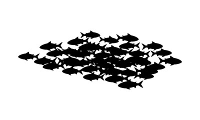Vector illustration depicting a dense school of fish moving as one cohesive unit, symbolizing aquatic teamwork and natural harmony