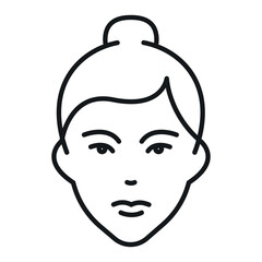 Woman face icon in vector format showing simple design with clear lines and a compact style for use in various projects
