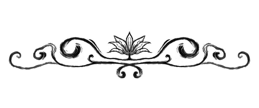 Decorative swirly flower header or paragraph spacer in antique romantic style